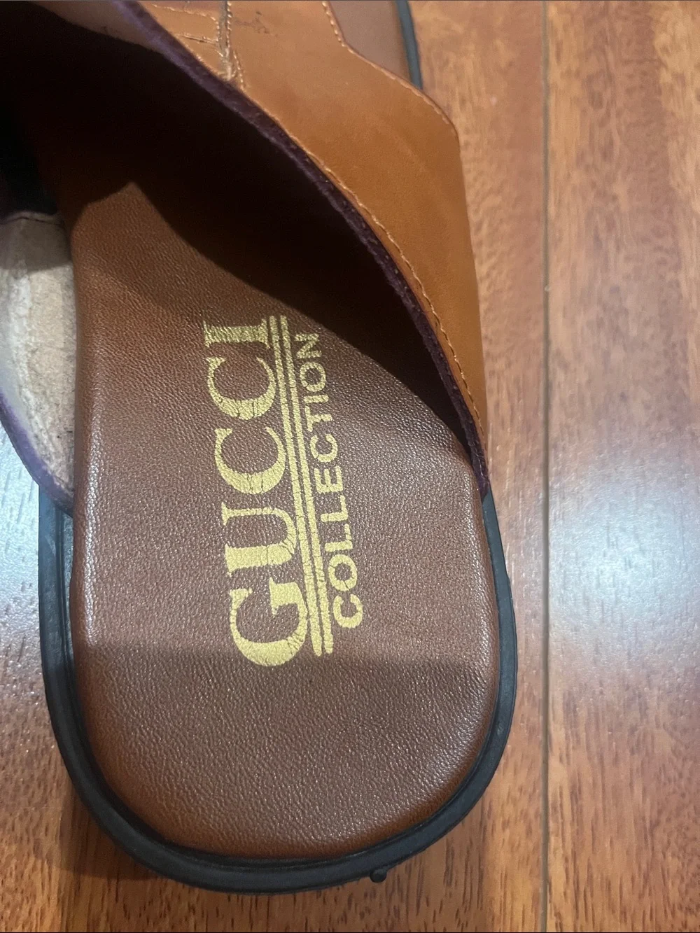 Brown Leather Men's Toe-Loop Slide Sandals